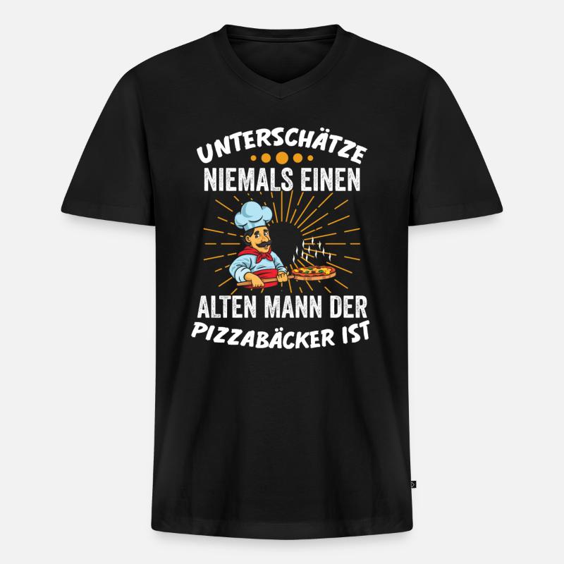 Pizzabäcker Küchenchef Geschenk - Männer Premium Bio T-Shirt mit V-Ausschnitt - Schwarz