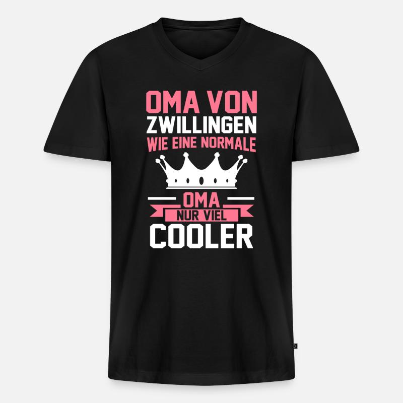 Oma Zwillinge Großmutter Geschenk - Männer Premium Bio T-Shirt mit V-Ausschnitt - Schwarz