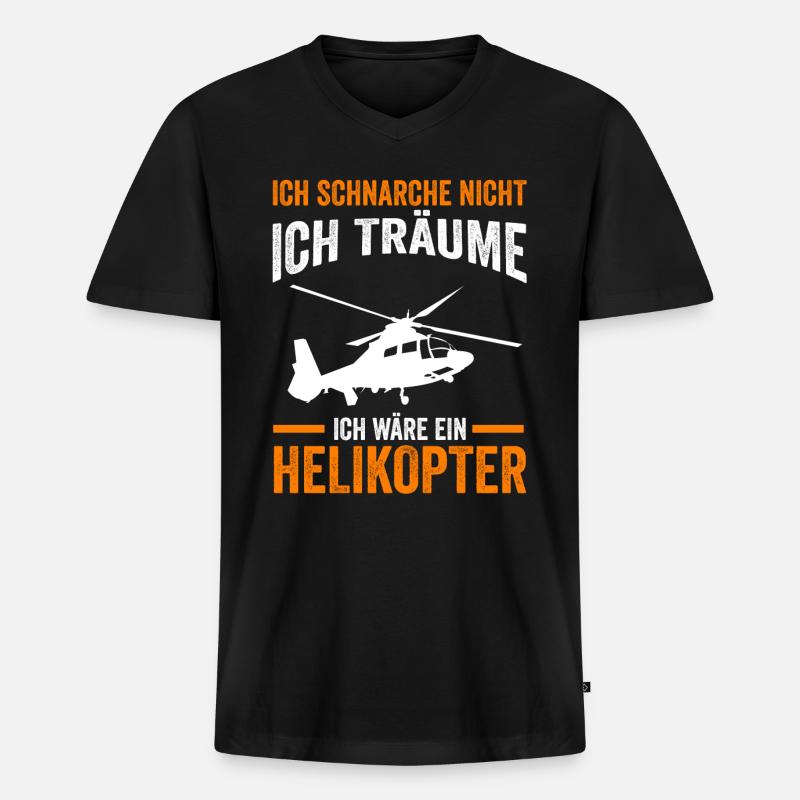 Helikopter Hubschrauberpilot Hubschrauber - Männer Premium Bio T-Shirt mit V-Ausschnitt - Schwarz