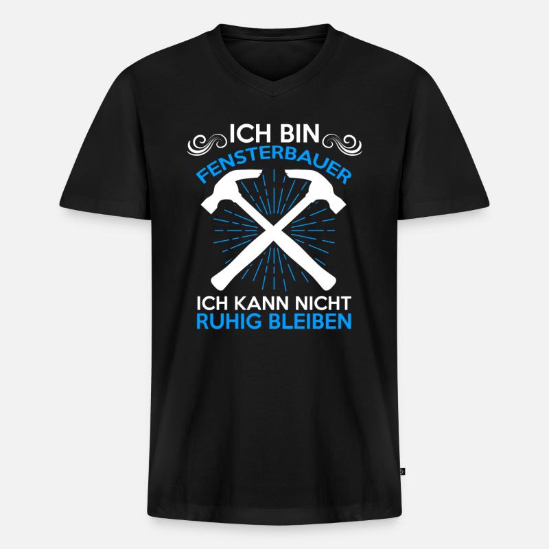 Glaser Baustelle Fensterbauer - Männer Premium Bio T-Shirt mit V-Ausschnitt - Schwarz