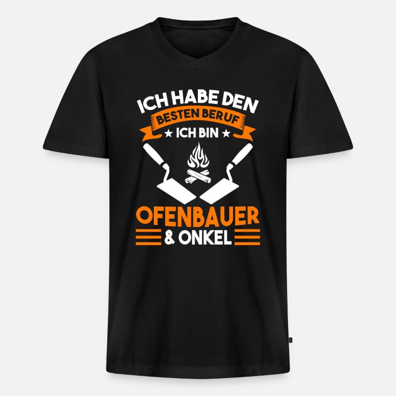 Ofenbauer Onkel Kaminbauer - Männer Premium Bio T-Shirt mit V-Ausschnitt - Schwarz