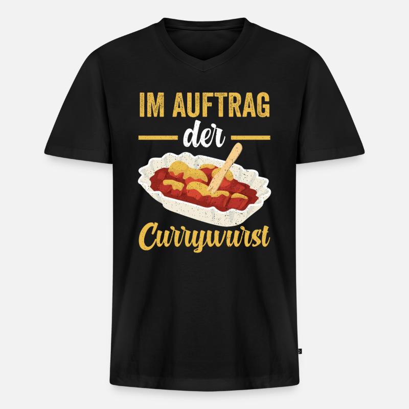 Im Auftrag der Currywurst - Männer Premium Bio T-Shirt mit V-Ausschnitt - Schwarz