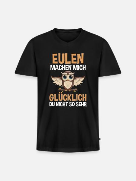 Eule Wald Eulen - Männer Premium Bio T-Shirt mit V-Ausschnitt - Schwarz