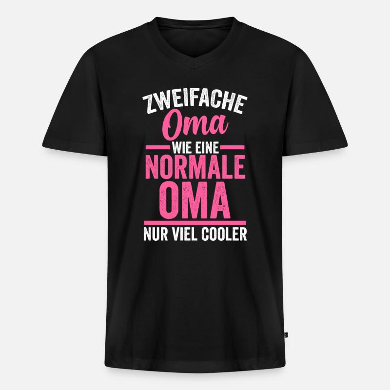 Zweifache Oma - Männer Premium Bio T-Shirt mit V-Ausschnitt - Schwarz