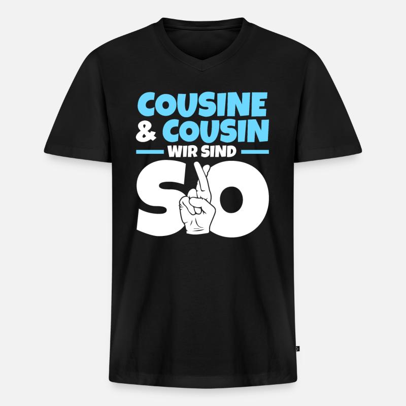 Cousine Cousin - Männer Premium Bio T-Shirt mit V-Ausschnitt - Schwarz