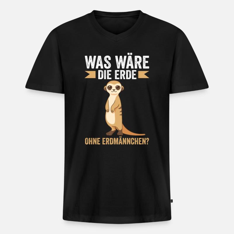 Umweltschutz Erdmännchen Erdmännchen - Männer Premium Bio T-Shirt mit V-Ausschnitt - Schwarz