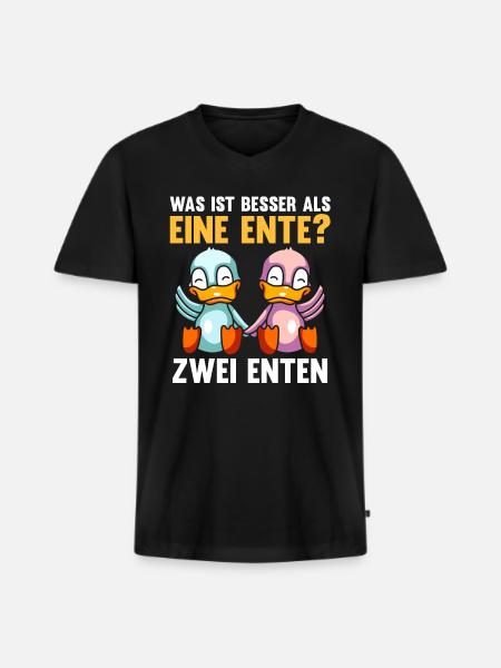 Ente Enten - Männer Premium Bio T-Shirt mit V-Ausschnitt - Schwarz