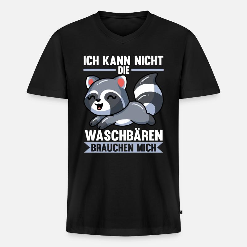 Waschbären Waschbär - Männer Premium Bio T-Shirt mit V-Ausschnitt - Schwarz