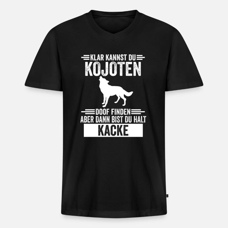 Steppenwolf Kojoten - Männer Premium Bio T-Shirt mit V-Ausschnitt - Schwarz