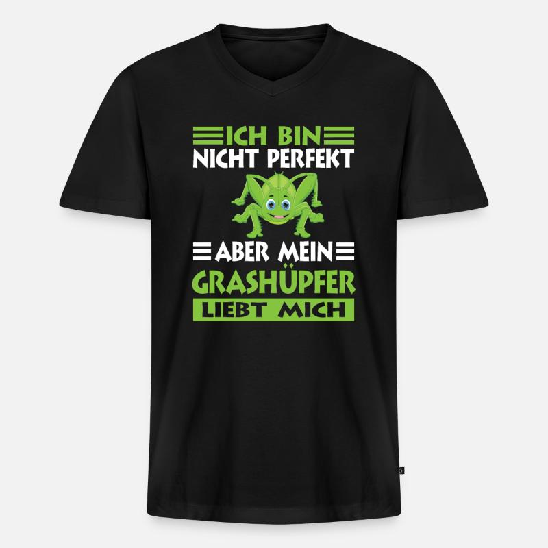Grashüpfer - Männer Premium Bio T-Shirt mit V-Ausschnitt - Schwarz