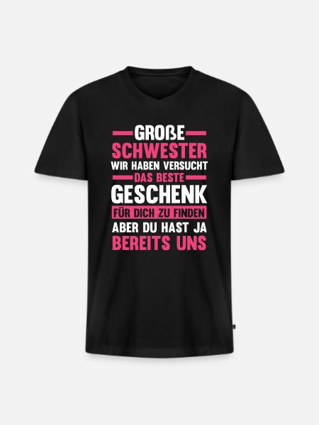 Schwestern Geschwister Schwester - Männer Premium Bio T-Shirt mit V-Ausschnitt - Schwarz