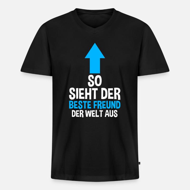 Bester Freund - Männer Premium Bio T-Shirt mit V-Ausschnitt - Schwarz