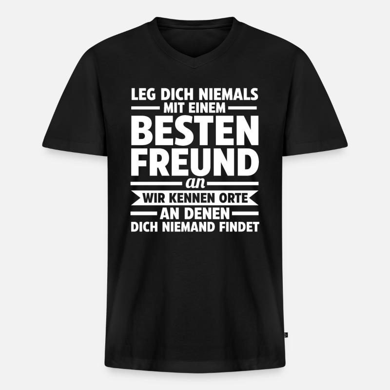 Bester Freund - Männer Premium Bio T-Shirt mit V-Ausschnitt - Schwarz