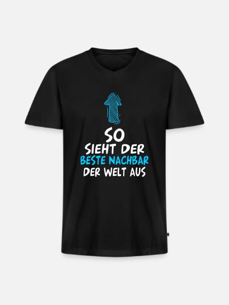 Bester Nachbar - Männer Premium Bio T-Shirt mit V-Ausschnitt - Schwarz