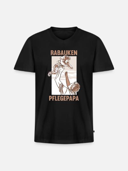 Pflegepapa - Männer Premium Bio T-Shirt mit V-Ausschnitt - Schwarz