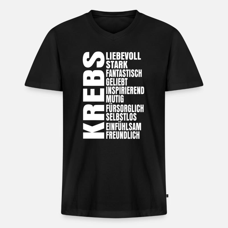 Sternzeichen Krebs - Männer Premium Bio T-Shirt mit V-Ausschnitt - Schwarz
