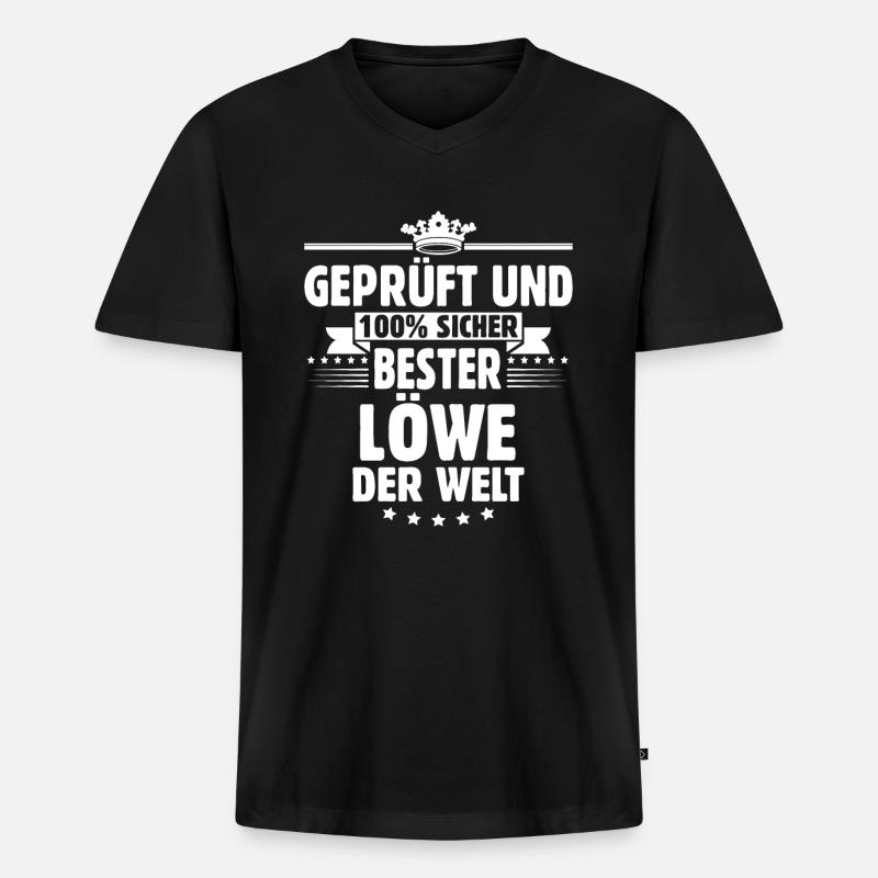 Sternzeichen Löwe - Männer Premium Bio T-Shirt mit V-Ausschnitt - Schwarz