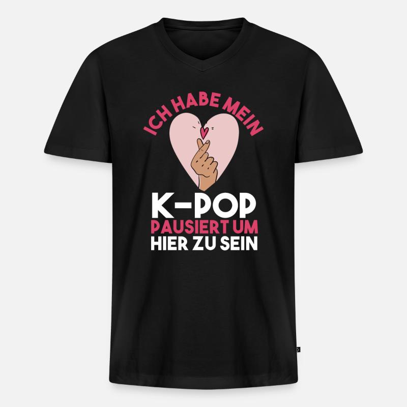 K-pop - Männer Premium Bio T-Shirt mit V-Ausschnitt - Schwarz