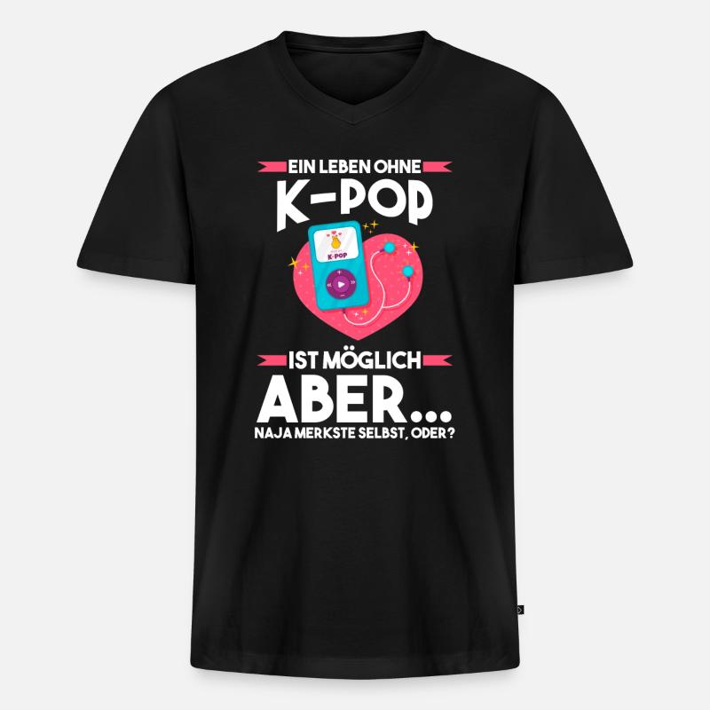 K-pop - Männer Premium Bio T-Shirt mit V-Ausschnitt - Schwarz