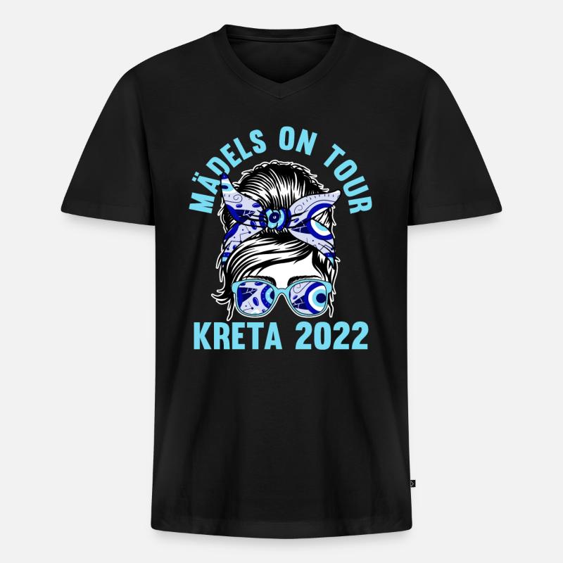 Mädels on Tour Kreta 2022 - Männer Premium Bio T-Shirt mit V-Ausschnitt - Schwarz