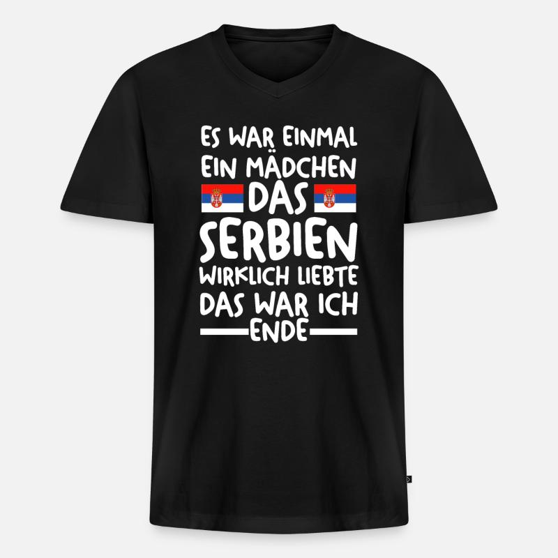 Serbien Serbe Serbisches - Männer Premium Bio T-Shirt mit V-Ausschnitt - Schwarz