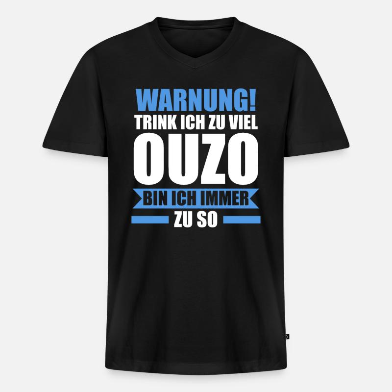 Saufspruch Griechenland Ouzo - Männer Premium Bio T-Shirt mit V-Ausschnitt - Schwarz
