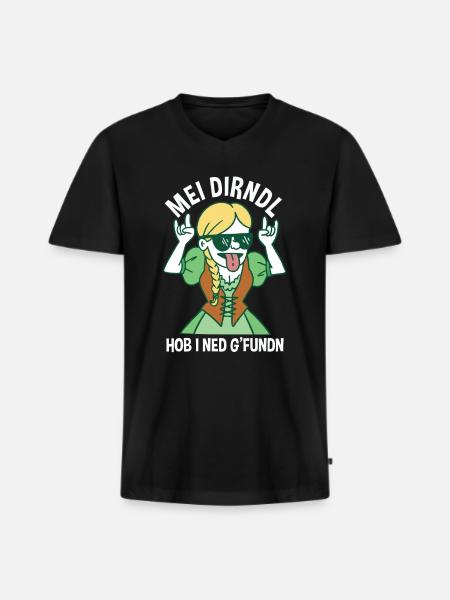 Trachten München Dirndl - Männer Premium Bio T-Shirt mit V-Ausschnitt - Schwarz