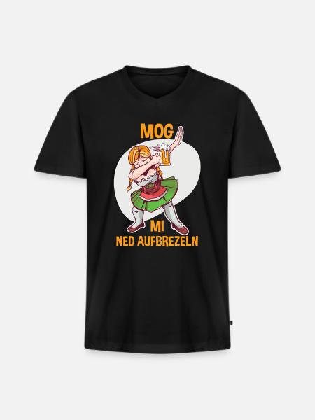 Trachten München Dirndl - Männer Premium Bio T-Shirt mit V-Ausschnitt - Schwarz