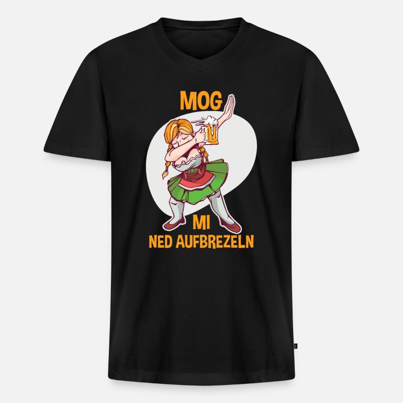 Trachten München Dirndl - Männer Premium Bio T-Shirt mit V-Ausschnitt - Schwarz