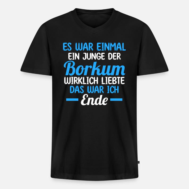 Nordsee Borkum - Männer Premium Bio T-Shirt mit V-Ausschnitt - Schwarz