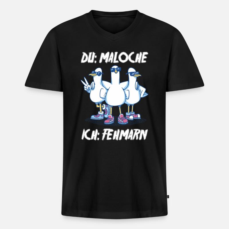 Ostsee Tauben Fehmarn - Männer Premium Bio T-Shirt mit V-Ausschnitt - Schwarz