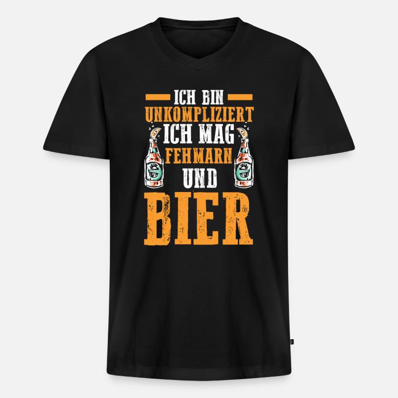 Ostsee Bier Fehmarn - Männer Premium Bio T-Shirt mit V-Ausschnitt - Schwarz