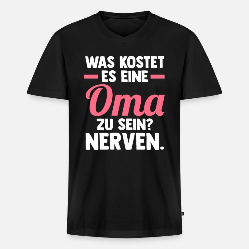Großmutter Großmama Omi Oma - Männer Premium Bio T-Shirt mit V-Ausschnitt - Schwarz