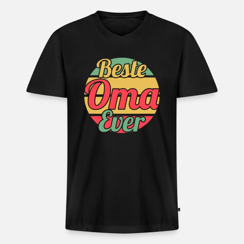 Großmutter Großmama Omi Oma - Männer Premium Bio T-Shirt mit V-Ausschnitt - Schwarz