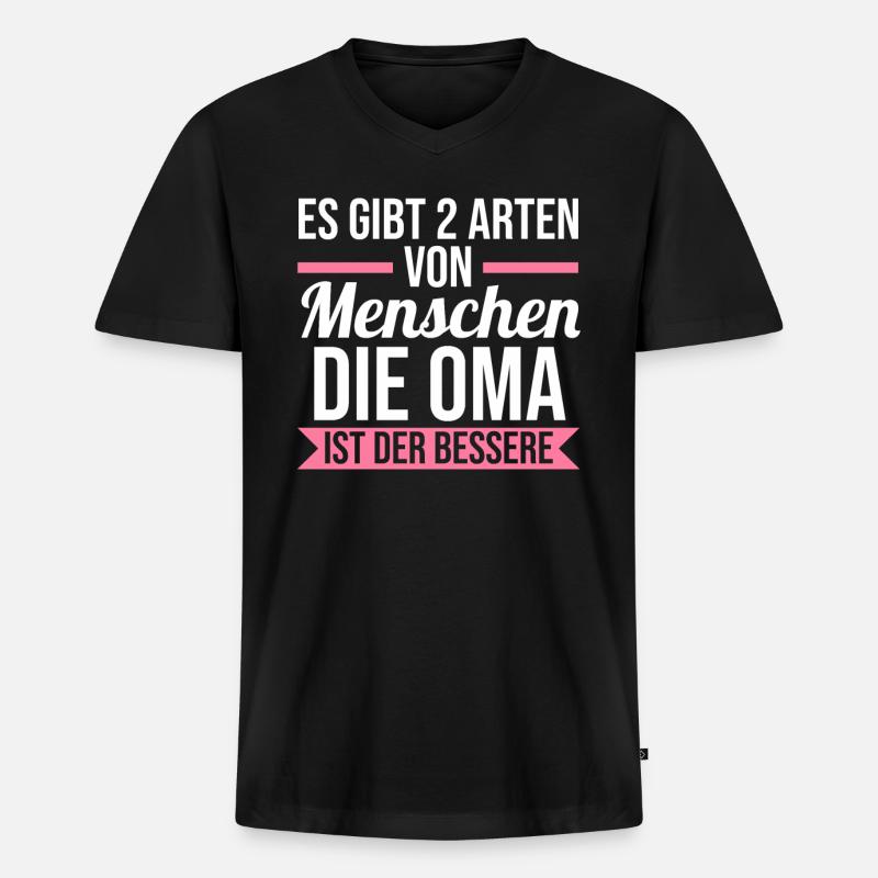 Großmutter Großmama Omi Oma - Männer Premium Bio T-Shirt mit V-Ausschnitt - Schwarz