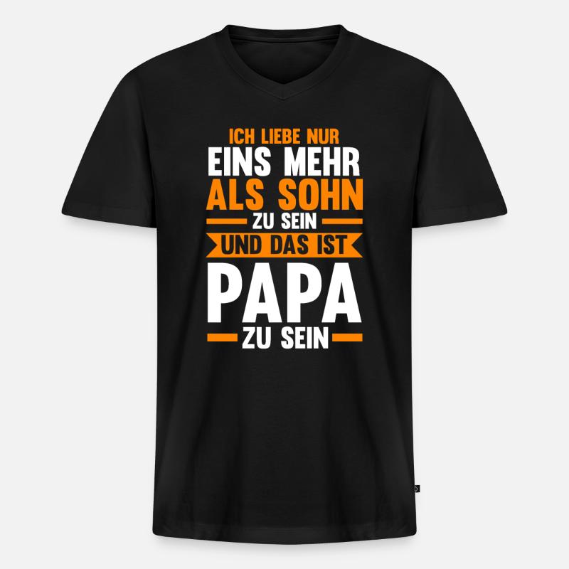 Vater Papi Papa - Männer Premium Bio T-Shirt mit V-Ausschnitt - Schwarz
