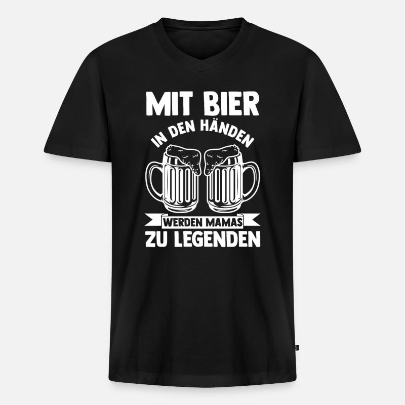 Mutter Bier Mama - Männer Premium Bio T-Shirt mit V-Ausschnitt - Schwarz