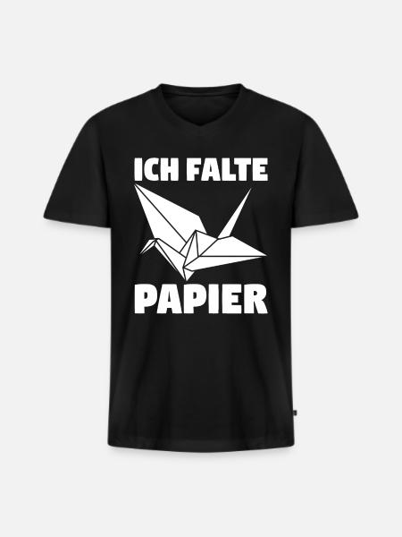 Ich falte Papier - Männer Premium Bio T-Shirt mit V-Ausschnitt - Schwarz