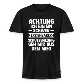 Schützenverein Schützenfest Schützenkönig - Männer Premium Bio T-Shirt mit V-Ausschnitt - Schwarz - Vorne - Nico (187cm)