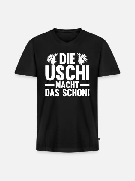 Die Uschi Macht Das Schon - Männer Premium Bio T-Shirt mit V-Ausschnitt - Schwarz