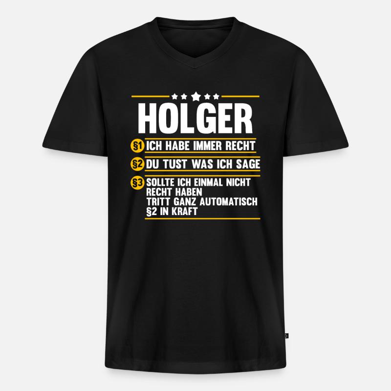 Holger - Männer Premium Bio T-Shirt mit V-Ausschnitt - Schwarz