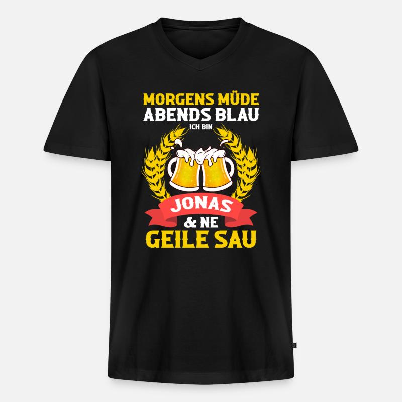 Jonas - Männer Premium Bio T-Shirt mit V-Ausschnitt - Schwarz