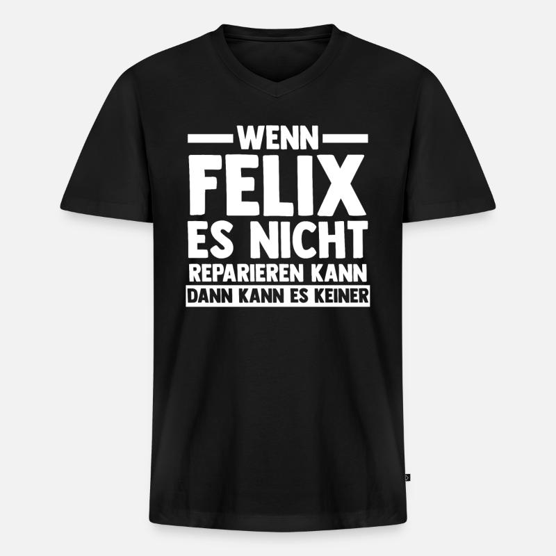 Felix - Männer Premium Bio T-Shirt mit V-Ausschnitt - Schwarz