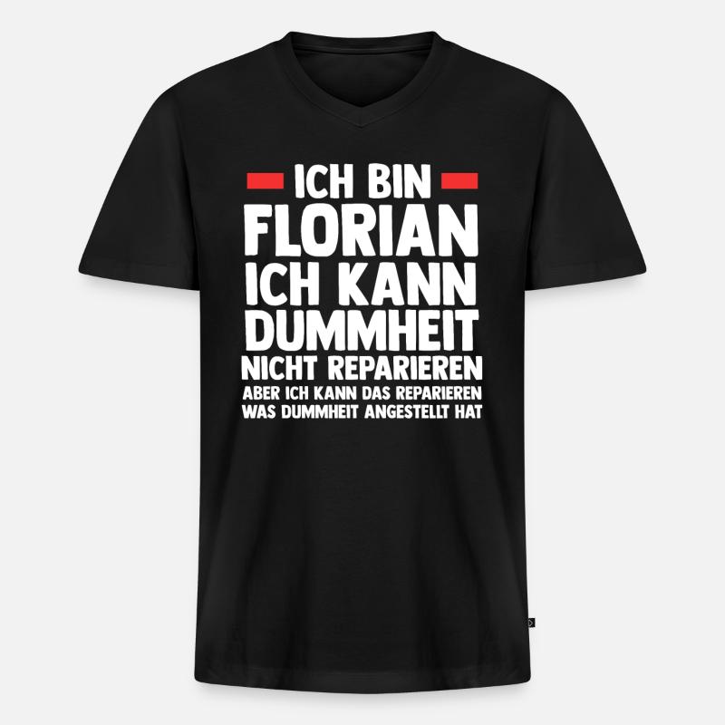 Florian - Männer Premium Bio T-Shirt mit V-Ausschnitt - Schwarz
