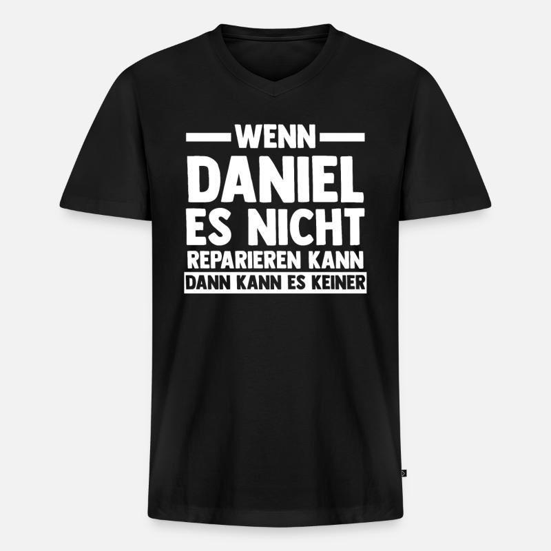Daniel - Männer Premium Bio T-Shirt mit V-Ausschnitt - Schwarz
