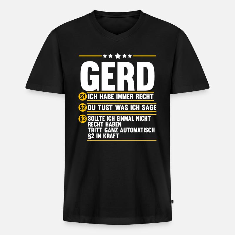 Gerd - Männer Premium Bio T-Shirt mit V-Ausschnitt - Schwarz