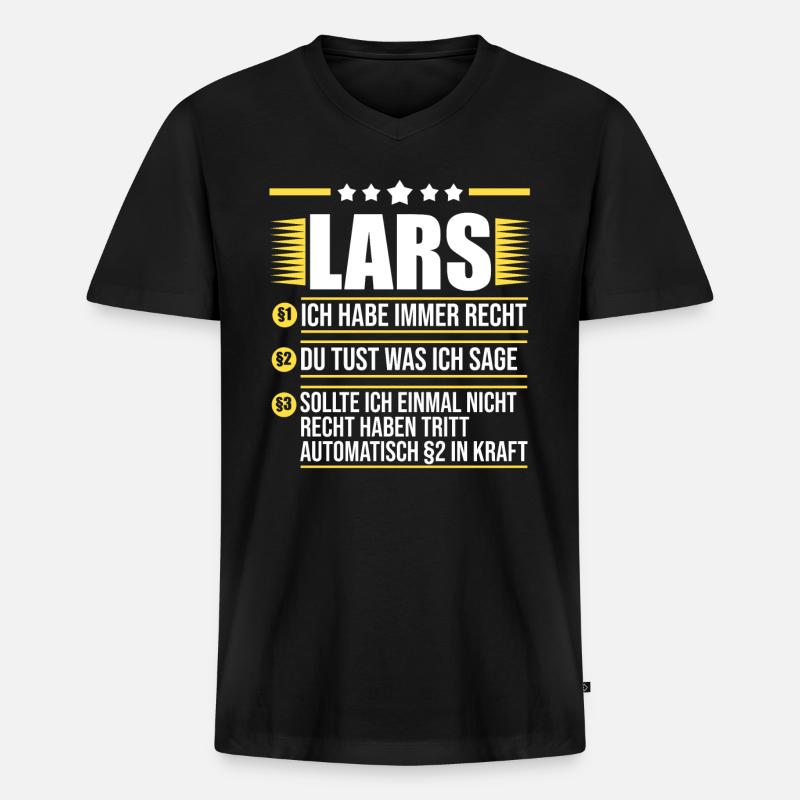 Lars - Männer Premium Bio T-Shirt mit V-Ausschnitt - Schwarz