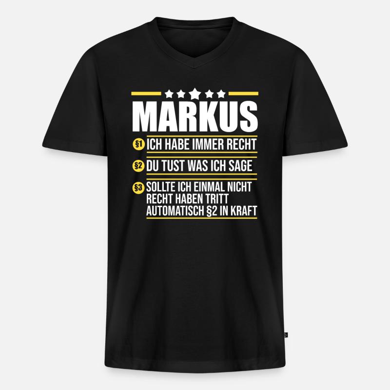 Markus - Männer Premium Bio T-Shirt mit V-Ausschnitt - Schwarz