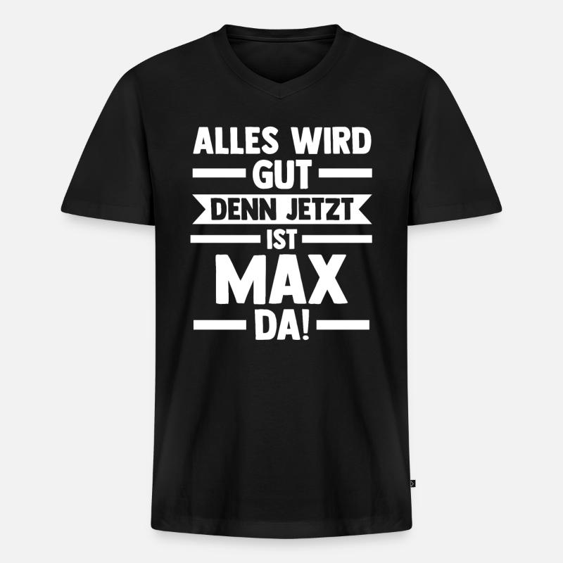 Max - Männer Premium Bio T-Shirt mit V-Ausschnitt - Schwarz