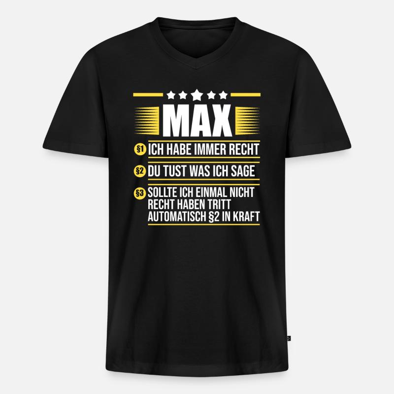 Max - Männer Premium Bio T-Shirt mit V-Ausschnitt - Schwarz